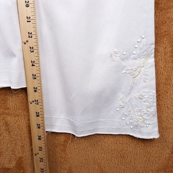 J CREW Womens Pants Size 6 Tan Chino Flare City Fit Embroidered Floral Pockets - Picture 11 of 12